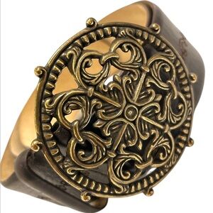 Vintage Moroccan Style Leather Belt with Medieval Buckle Brown Size L